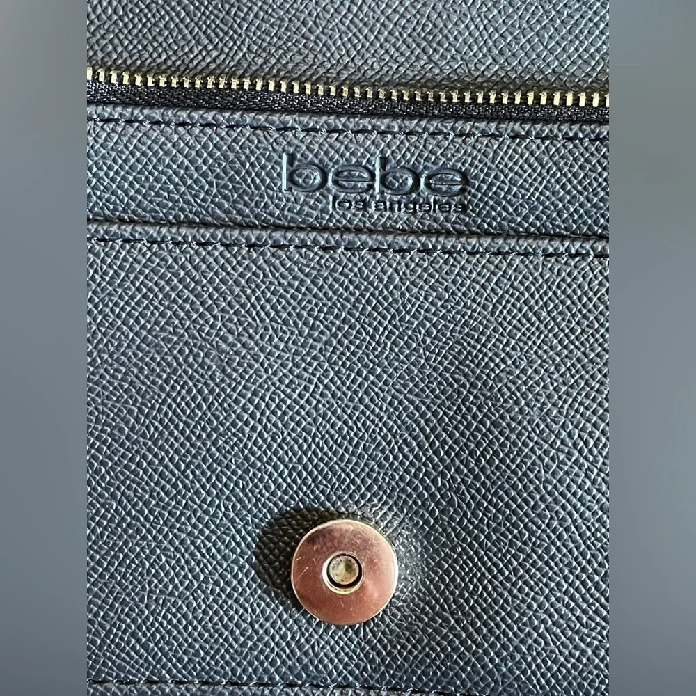 Bebe Los Angeles Women's Capri Monogram Flap Crossbody Bag • Black & Gray • EUC